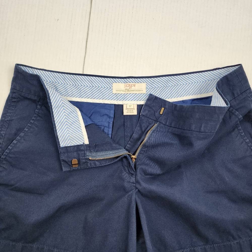 J. Crew Factory Navy Blue Cotton Shorts Size 12 Chino Broken-in Shorts - Picture 4 of 8